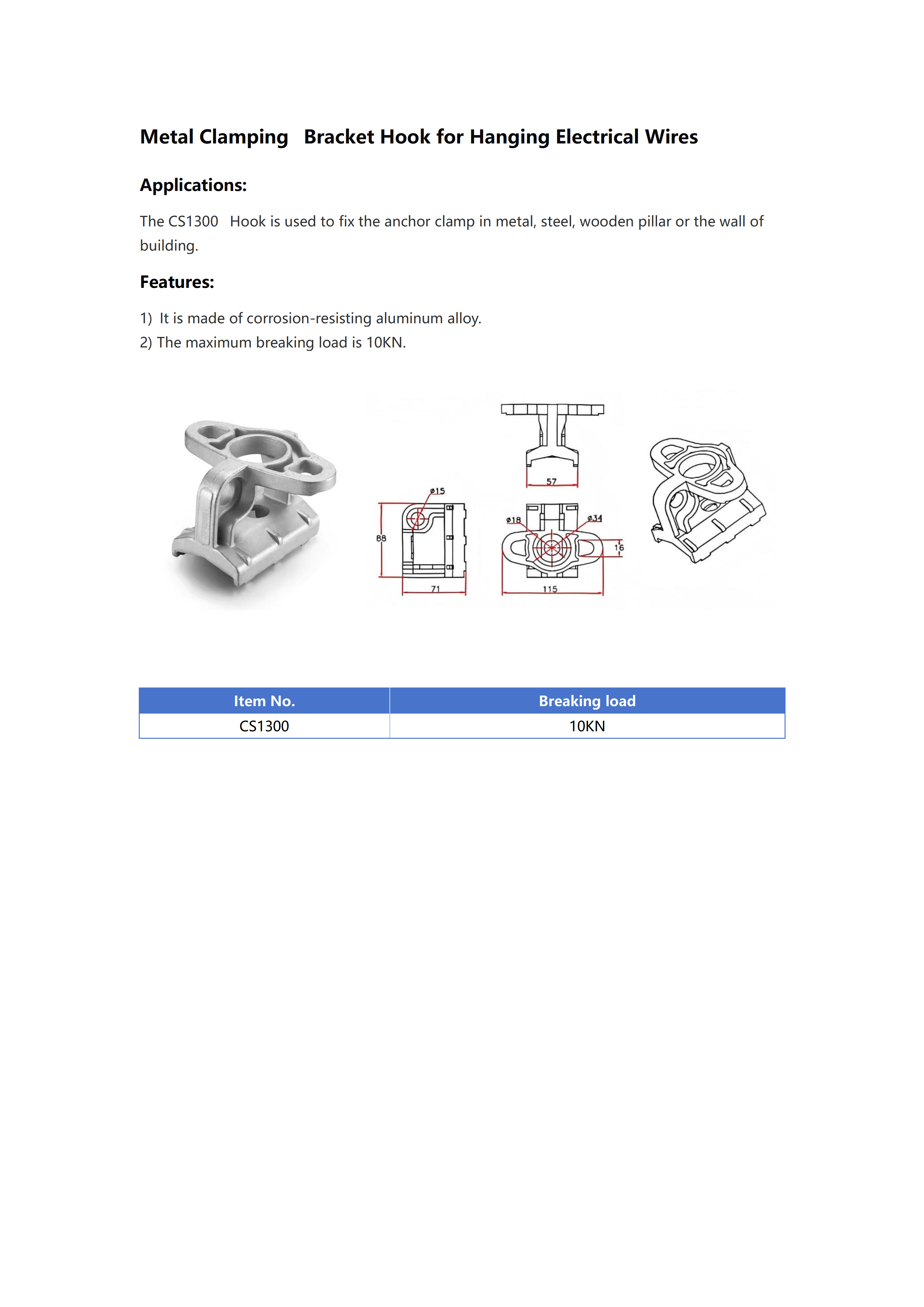 CS-1300 Anchor Clamp Hook detail 1